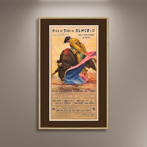 Plaza de Toros Almeria Bullfighting Vintage Fine Art Print Poster, Spanish Posters, Lithograph, Matador, Torero, Wall Hangings, Home Decor