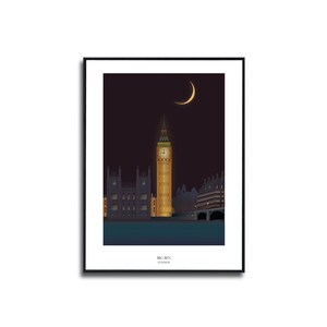 Impression sur toile encadrée Big Ben London, tour de l&#39;horloge de Londres, affiche vectorielle, Londres, Royaume-Uni, affiche abstraite, affiche d&#39;illustration, oeuvre d&#39;art sur toile