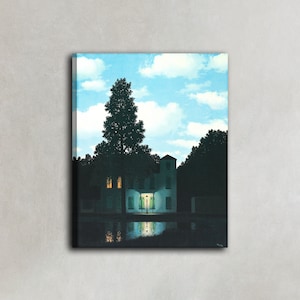Obra de arte do Reino da Luz de René Magritte (1898-1967) Impressão em pôster Tela, Pintura de paisagem, Pôster vintage, Tela de pintura a óleo, Presente