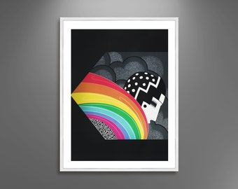 Póster Art Déco de la Tempestad de Erte: Lienzo enmarcado, elegante decoración de pared.