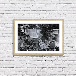 Palco de som na Warner Bros, durante as filmagens do musical Poster Framed Canvas Print, Los Angeles Photos, Vintage Poster