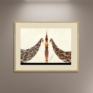 Erte Costume Design Framed Canvas Print: 1920s Art Deco Style