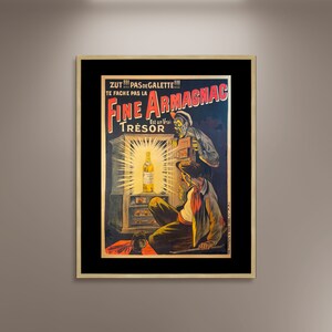 Fine Armagnac Framed Canvas Print: Vintage Wine Poster, Eugene Oge 1905