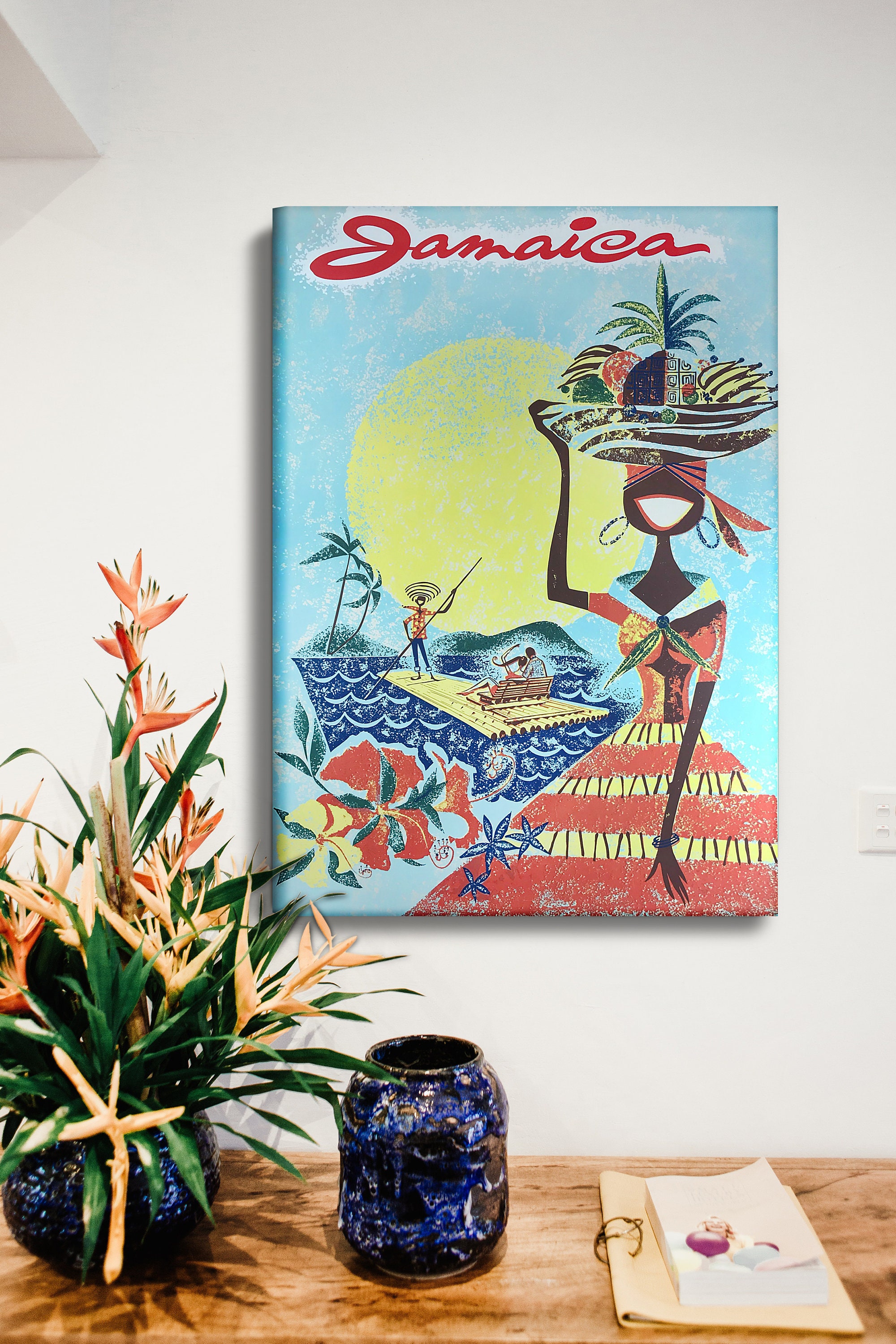Jamaica Vintage 1960s Travel Poster Print: Tourism Canvas Wall Art