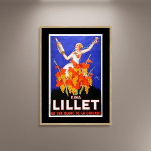 Kina Lillet Vintage Poster Druck gerahmte Leinwand, Retro Werbeplakat, Französisches Plakat, Vintage Poster, Wandkunst, Geschenk Leinwand, Kunst auf Leinwand