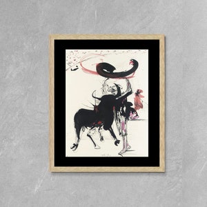 Suite de corrida de toros de Salvador Dalí (Tauromachie), 1966, impresión en lienzo enmarcada, póster vintage original, póster publicitario, póster de película en lienzo