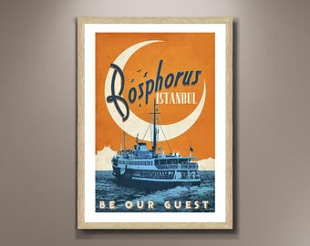 Póster de viaje del puente del Bósforo de Estambul: impresión en lienzo de edición limitada