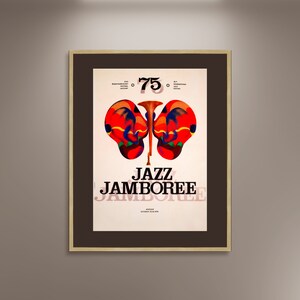 Jazz Jamboree 1975 Musik Festival Poster Druck gerahmte Leinwand, Musik Poster, Jazz Poster, Polnisches Filmplakat, Werbeplakat, Geschenk