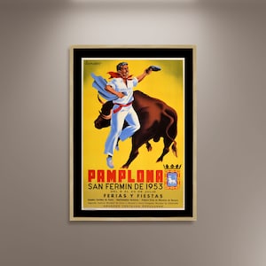 Pamplona Spagna Corsa dei Tori Poster Stampa Tela Incorniciata, San Fermin, Poster Vintage, Poster Pubblicitario, Arte Murale, Tela Regalo