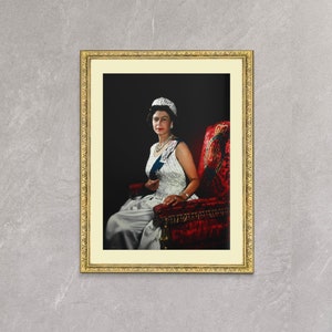 Queen Elizabeth II from the Ford Hill Collection Portrait Poster Exclusive Framed Canvas Print, Her Majesty, Canvas Wall Art