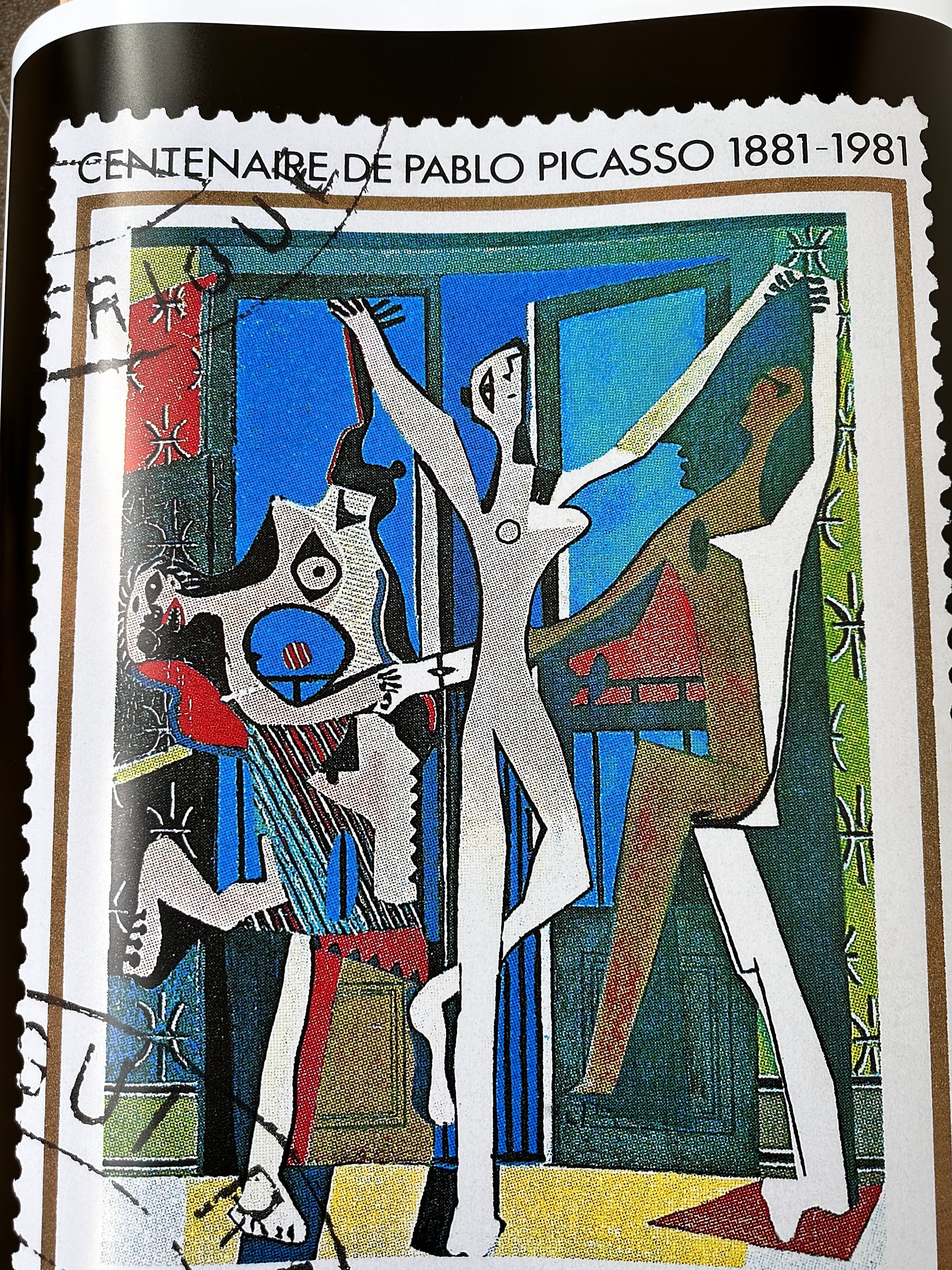 Picasso 'The Three Dancers' Stamp Art Poster: Vintage Travel Print