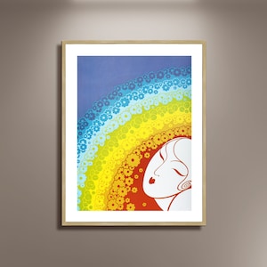 Erté &#39;Rainbow In Blossom&#39; Framed Canvas Print: Art Deco Style