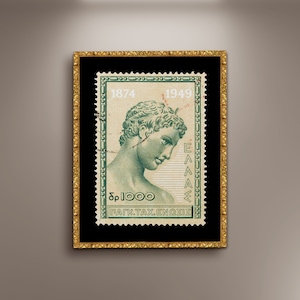 Jugend von Marathon griechische Briefmarke Poster Druck gerahmte Leinwand, 75. Jahrestag Griechenland Briefmarke Poster, Werbung Reiseplakat