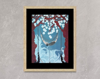 Elegant Erte, An exquisite symphony of color Poster Print Framed Canvas, Art Decor style, Canvas Wall Art, Colorful Canvas, Gift for her