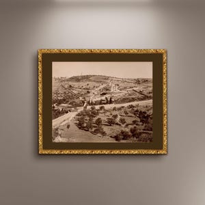 Poster fotografico del Monte degli Ulivi: vista vintage di Gerusalemme, arte murale religiosa