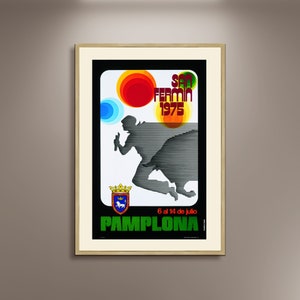 San Fermin 1975 Poster: Bullfighting Festival Art Print, Pamplona Framed Canvas