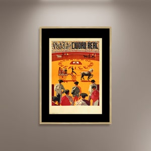 Plaza de Toros Ciudad Real Corrida Beneficencia Poster Print Framed Canvas,  Travel Poster, Vintage Poster, Wall Art, Gift Canvas