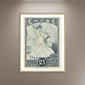 La gloria de Psara, sello griego, póster impreso enmarcado, mitología griega, franqueo artístico, póster de viaje, sello vintage