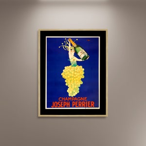 Joseph Perrier, Champagne Poster Print Framed Canvas, Natural Wine Poster, Travel Poster, Vintage Poster, Wall Art, Gift Canvas