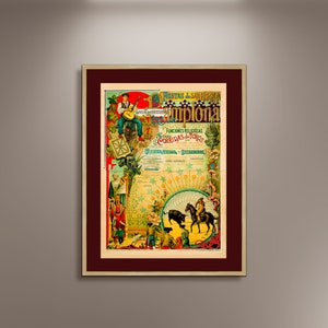 Pamplona Bull Run Vintage Poster: San Fermin Travel Print