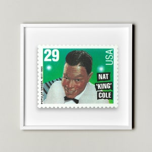 Nat 'King' Cole, Popular Singer, Jazz Stamp Postage Picture Framed Floating, Musical Stamps, American Stamp, American Famous Singer Stamp