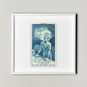 Cartel de sello postal de Togo francés de 1942 enmarcado flotante, póster francés vintage, imagen decorativa para pared