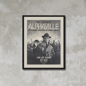 Alphaville Filmplakat Leinwanddruck gerahmt, signiert von Anna Karina, Französisches Plakat, Filmplakat, Werbeplakat, Vintage Plakat