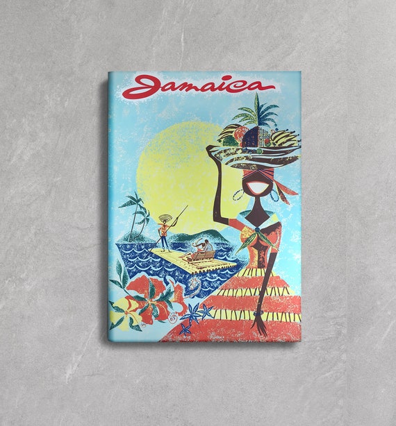 Jamaica Vintage 1960s Travel Poster Print: Tourism Canvas Wall Art