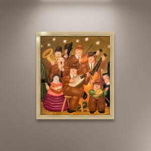 Fernando Botero, I musicisti, stampa artistica su tela incorniciata, poster di un pittore spagnolo, artisti figurativi, arte naif, poster vintage