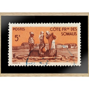 Vintage Afrikanische Briefmarke Kunst Porto, somalische Briefmarke, Schwarze Leute Bild, Geschenk Foto, Gedruckte Bild Wandkunst, Reise Poster Drucke