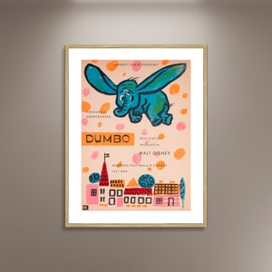 Poster del film polacco Dumbo Stampa su tela incorniciata, poster di cartoni animati, poster di film, poster del cinema, poster per bambini, poster per la decorazione della camera da letto dei bambini