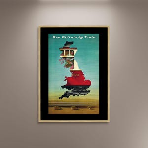 Póster de viaje en tren con vista a Gran Bretaña, lienzo enmarcado, póster de British Rail, póster de turismo publicitario, decoración de pared