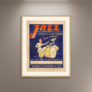Póster de jazz de Marcel Faivre, impresión en lienzo enmarcado, póster retro de música, póster publicitario, pósteres vintage auténticos, regalo para ella, arte en lienzo