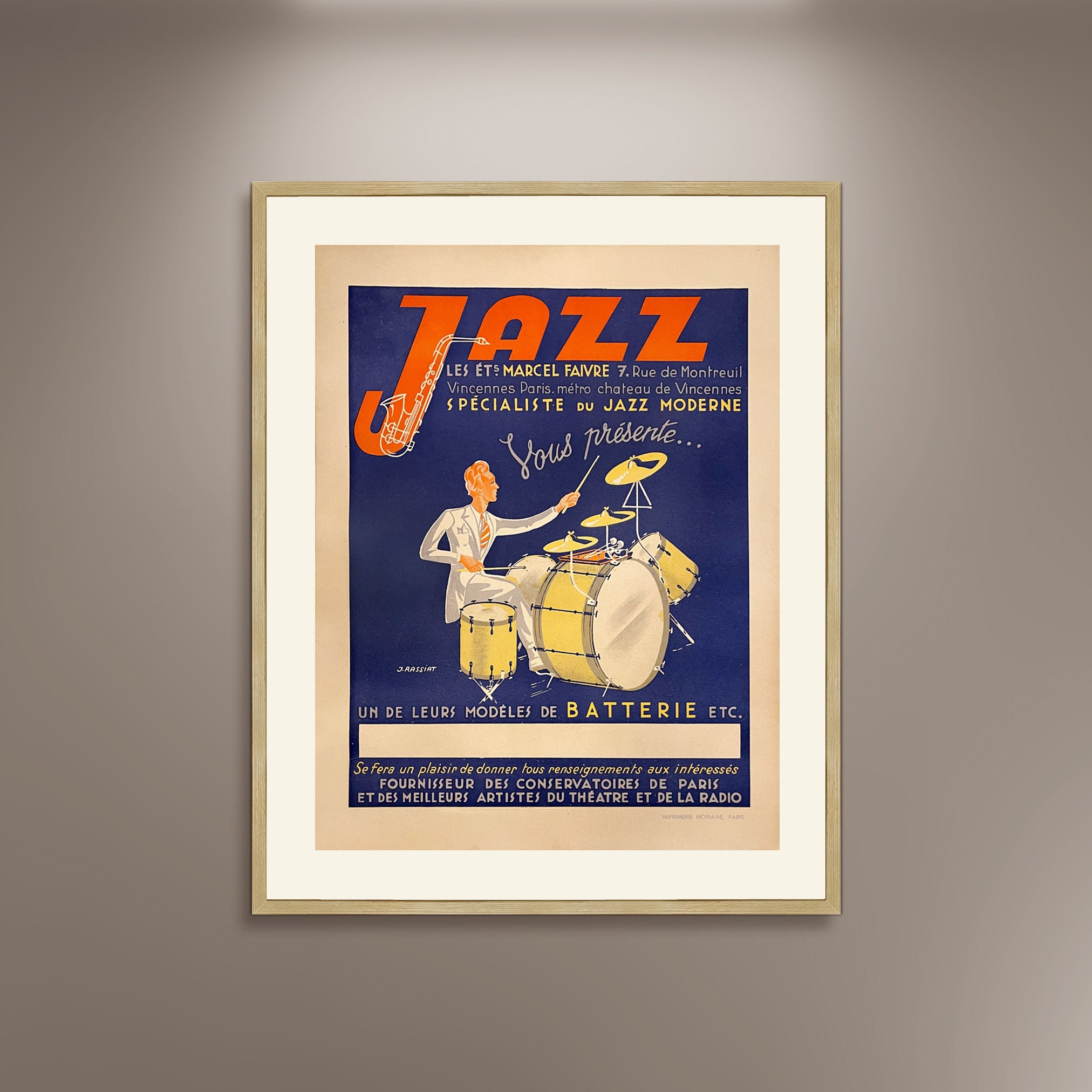 Marcel Faivre Jazz Poster Print: Vintage Music Advertising, Framed