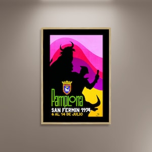 Pamplona San Fermin 1974 Poster Print: Vintage Travel Canvas