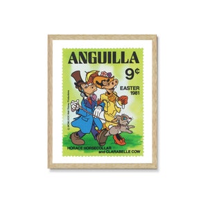 Minnie Mouse-stempel ingelijste canvasprint, Disney op postzegels, paasstempel, Anguilla Stamps, cartoon kunst aan de muur, canvas decor