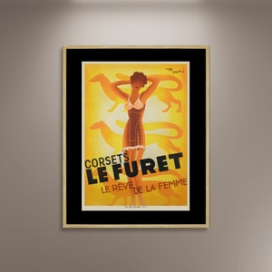 Corsets Le Furet by Roger Perot Film Poster Druck Gerahmte Leinwand, Filmplakat, Werbeplakat, Plakat Wandkunst, Geschenk Leinwand
