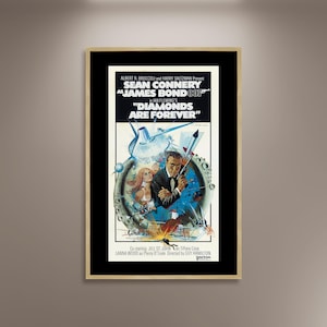 Diamonds Are Forever, James Bond Poster Print Framed Canvas, Vintage Poster, Film Poster, Advertising Poster, 007