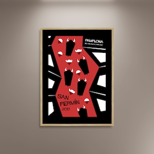 San Fermin 2019 Poster: Pamplona Bull Run, Spain Travel Art