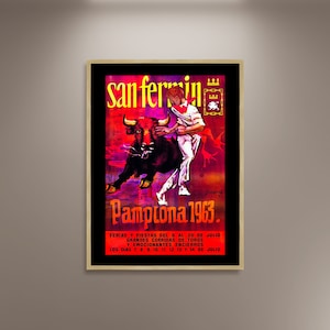 San Fermin Pamplona 1963 Bull Run Poster: Vintage Spanish Travel Art