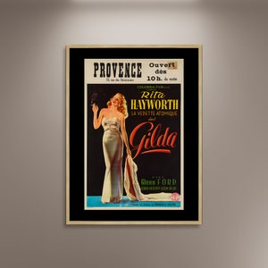 Gilda Film Poster Druck gerahmte Leinwand, Hollywood Poster, Vintage Filmplakat, Werbeplakat, Deutsches Plakat, Wandkunst, Geschenk Leinwand