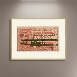 Italian Levant Airmail Stamp Photo Poster Print Poster Framed, Picture Wall Art Decoration, Italian Postage Stamp, canvas wall art, gift
