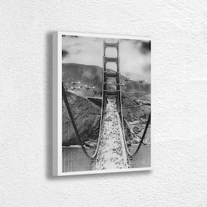 Stampa su tela del Golden Gate Bridge di San Francisco: poster fotografico in bianco e nero