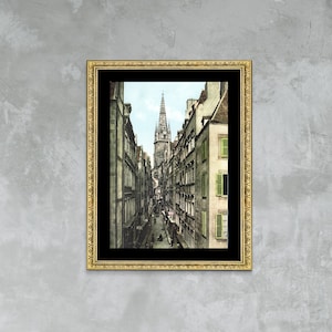 Grande Rue, Saint-Malo, Bretanha, França Foto Pôster Exclusivo Impressão em Tela Emoldurada, Pôster Francês Vintage, Viagem à França, Pôster de Viagem