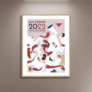 San Fermin Festival Poster: Pamplona Spain Travel Art Print