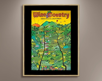 Napa Valley Weinland Reiseplakat: Kalifornien Tourismus Kunstdruck