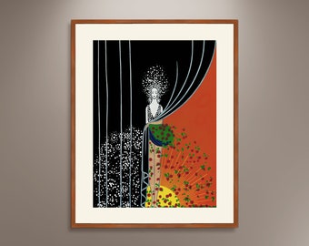 Póster Art Déco de Erte Spring: Elegante impresión en lienzo enmarcada