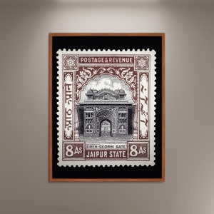 Indische Sireh Deorhi Tor Briefmarken, Jaipur Briefmarken Foto Poster Druck Poster gerahmt, alte Briefmarken Kunst Dekoration, Vintage Reiseplakat
