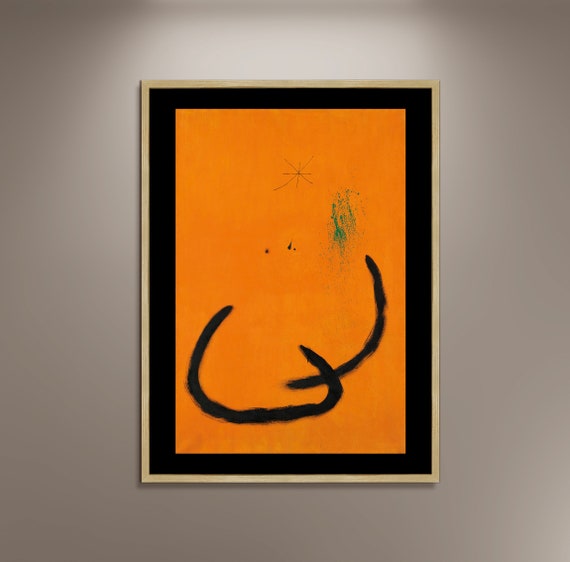 Joan Miro 'water Drop on Pink Snow' Framed Canvas Print