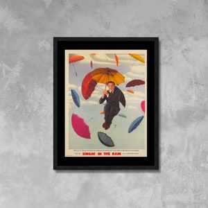 Póster de Singing in the Rain, impresión en lienzo enmarcada, Gene Kelly, actor estadounidense, póster vintage, póster de película, póster de película, arte de pared en lienzo